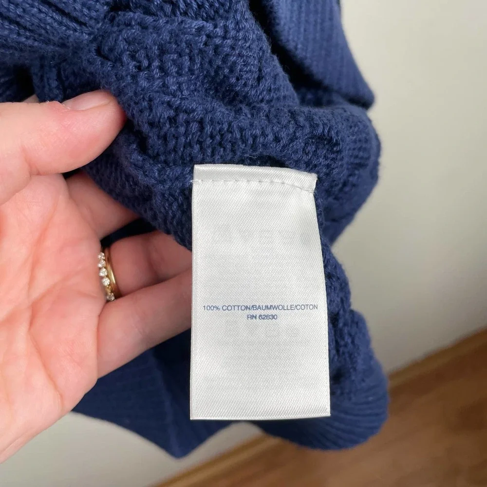 NEW Lands End Drifter Sweater Navy Blue Gradient Cable Knit Size S Tall - Picture 8 of 9